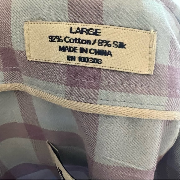 🌺PETER MILLAR Men's Button Up Shirt Size Large Lavender / Blue Long Sleeve L🌺 - Picture 6 of 6